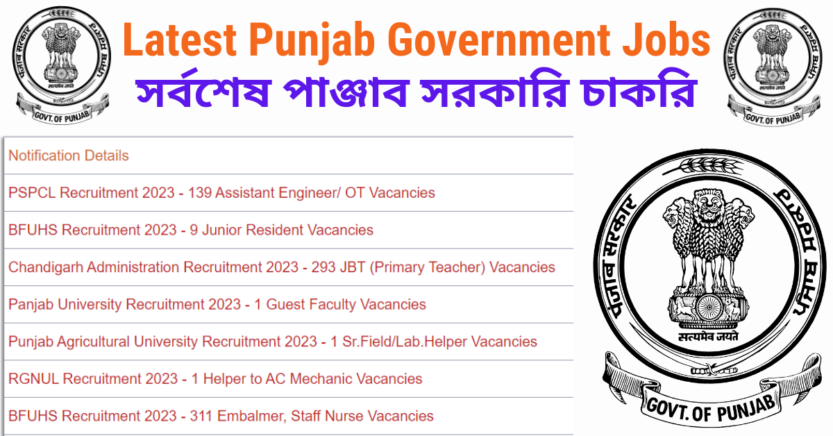 Punjab Govt Jobs 2024 Latest Job vacancies in Punjab